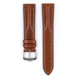 HIRSCH Men's Watch Strap Cowhide Leather Model Lucca 22 mm Golden Brown, Strap.