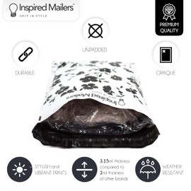 Inspired Mailers - Poly Mailers 10x13-100 Pack - Black Floral - Shipping Bags for Clothing - Large Mailing Envelopes - Shipping Envelopes - Package Bags - Poly Bags 10x13
