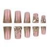 Gold French Tip False Nails Long Square Shape with Butterfly