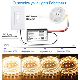60W Dimmable LED Driver 24V, UL Lited Triac/ELV/MLV 120V AC to DC Compatible with Lutron& Leviton Dimmer, Dimmable Power Supply 24V Class2 Transformer for LED Strip Lights, Low Voltage Lighting