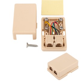 Phone Jack Surface Mount Dual Port Telephone Jack Box with 2 RJ11 6P4C Female Outlets 2pack Ivory