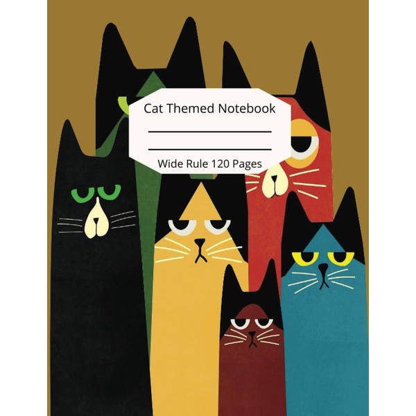 CAT Themed Notebook: Lined Pages with Adorable Kitty Backgrounds: 8.5x11,