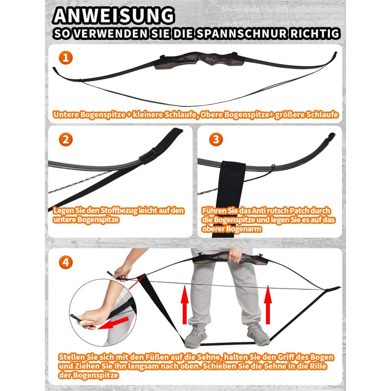 THREE ARCHERS Bow Tensioner Nylon Tensioning Cord for Recurve Bow