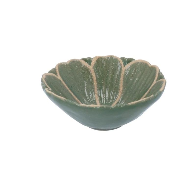 Gisela Graham Mini Stoneware Bowl, Green, Flower Design