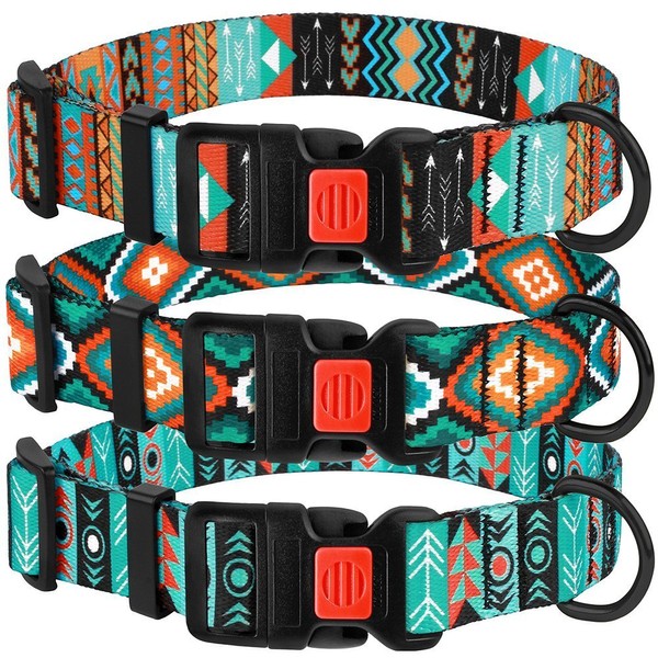 CollarDirect Nylon Dog Collar with Buckle Tribal Pattern Puppy Adjustable Collars for Dogs Small Medium Large (Pattern 2, Neck Fit 18"-26")
