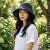 RUNQIU Women's Straw Hat with Chin Strap, Small Face Effect,