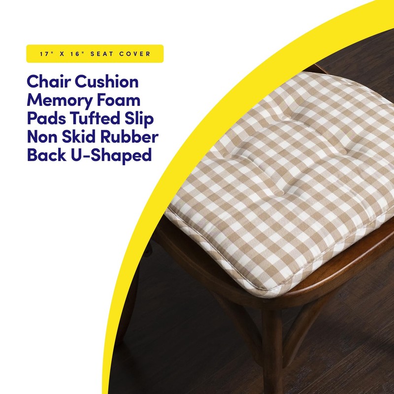 Sweet Home Collection Chair Cushion Memory Foam Pads Tufted Slip