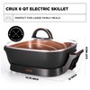 Crux Extra Deep Nonstick Scratch Resistant Electric Skillet with Removeable