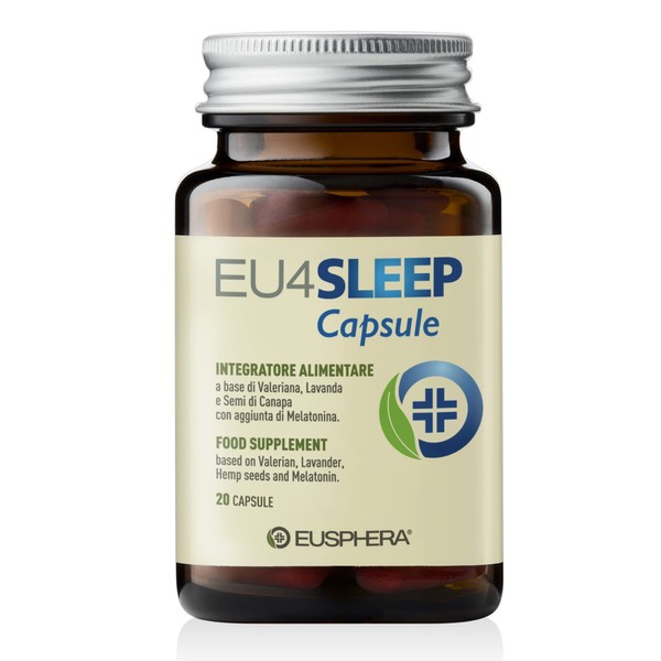 EUSPHERA - EU4SLEEP - Natural Food Supplement to Improve Sleep Quality Based on GABA Valerian Vitamin B6 20 Capsules Made in Italy
