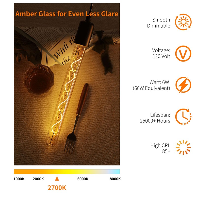 Decoaui E26 T10 12 Inch Long Tubular LED Edison Bulbs,