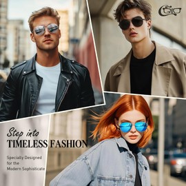 CGID GA61 Premium Al-Mg Alloy Pilot Polarized Sunglasses UV400, Full Mirrored Spring Hinges Sun Glasses for Men Women Mens Shades