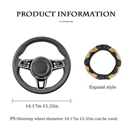 Car Steering Wheel Cover, Universal Microfiber PU Leather Elastic 15 inch Stitching Color Anti-Slip Steering Wheel Protector, Car Interior Accessories Steering Wheel Cover for Men Women (Beige)