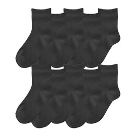 Nissen Crew Socks, Women's Solid Color, 10 Pairs, Black, 23.0-25.0 cm