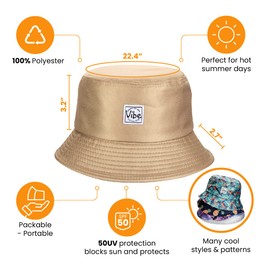 Vibe Festival Gear Bucket Hat Unisex for Men Women Fashion Fishing Hat Cute Fisherman Cap (Beige)