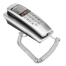 Teléfono Fijo,Teléfono FSK/DTMF Identificador de Llamadas, Teléfono con Cable, Teléfono Puesto en Línea Fija, Teléfono de Extensión de Moda para Casa(Plata)