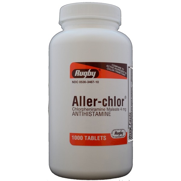 Chlorpheniramine Maleate 4mg?Generic for Chlor-Trimeton Allergy 1000 Tablets per Bottle