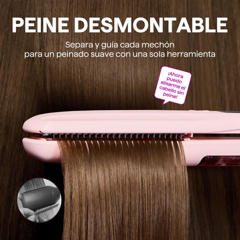 Plancha De Pelo Wavytalk Steam Con Peine Desmontable
