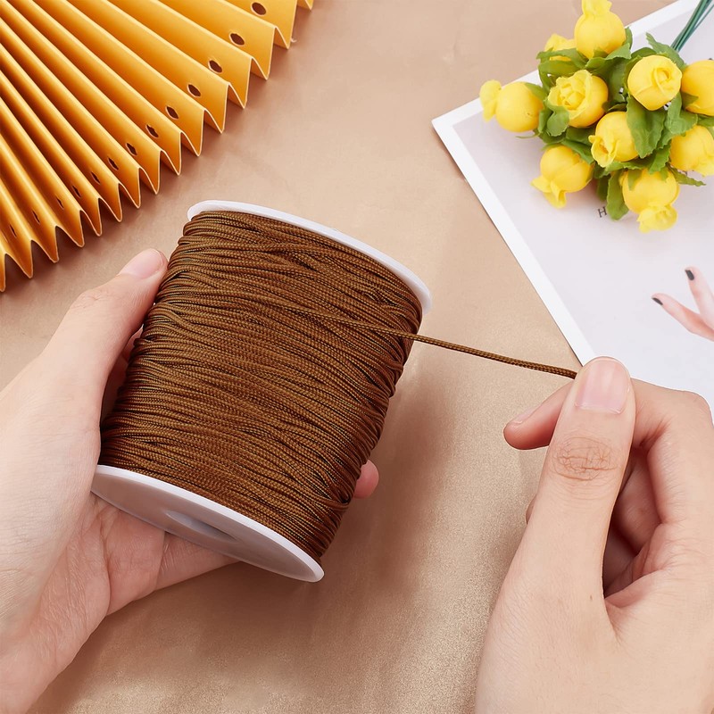 PandaHall 100 Yards Nylon Thread Roman Blind Cord, 1.5mm Brown