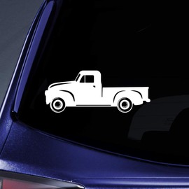 Bargain Max Decals Vintage Truck Silhouette Sticker Decal Notebook Car Laptop 5.5" (White)