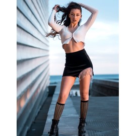 Geyoga 4 Pairs Women's Fishnet Knee High Stockings Lace Hollow out Women's Calf Socks Ankle Sheer Socks(Black,Fresh Style)