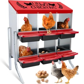 TGEYD Chicken Nesting Box 6 Holes, Nesting Boxes for Chickens, Nesting Boxes for Laying Eggs, with Chicken Perch, for 6 Chickens Up to 24 Chicken