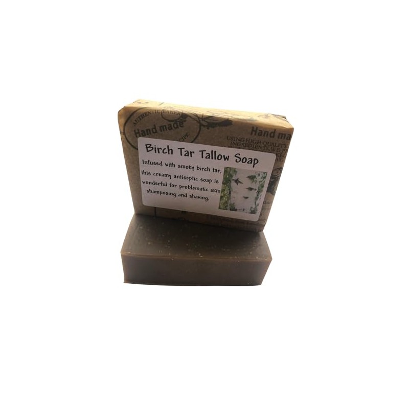 Birch Tar Tallow Soap/Shaving Soap/Shampoo soap/Problematic Skin Soap/Handmade/Beef Tallow Soap/body