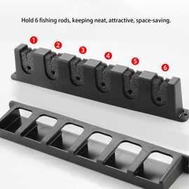 Tcakelox Fishing Rod Holder for Garage Vertical Wall-Mounted Stores 6 Rods or Combos Fits Most Rod Diameters (Vertical Black, 2 Pair 12 Rods)