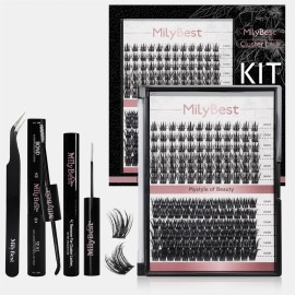 US Local Stock Eye Lash Cluster DIY Individual Lash Cluster Kit C Curl Eyelash Clusters Extensions Kit Custom LogoFalse Eyelashes Style: Natural, length: Mix, color: Black, package: Travel Kit-04