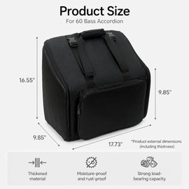 Accordion Bag for 60 Bass Keyboard Button Bayans Thicken Storage Case Black