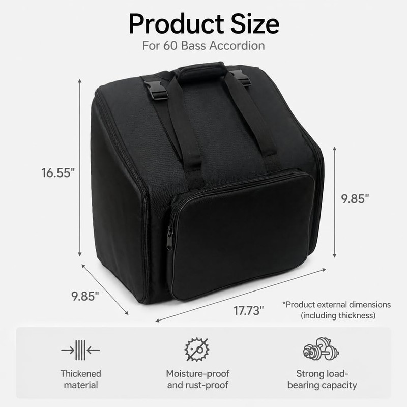 Accordion Bag for 60 Bass Keyboard Button Bayans Thicken Storage