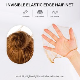 Hair Net 100Pcs 20Inch Packed Individually High Elastic Nylon Edge Invisible Hair Nets for Women Buns Food Service Dancer Cooking Wigs(100Pcs,Light Brown) | MaopaoBeauty