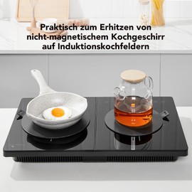 ACTIV CUISINE Induction Adaptor Plate 24 cm Induction Adapter Plate with Removable Handle Moka Induction Cooking Plate Adapter Stainless Steel for Use of Cooking Screen to Induction, Black