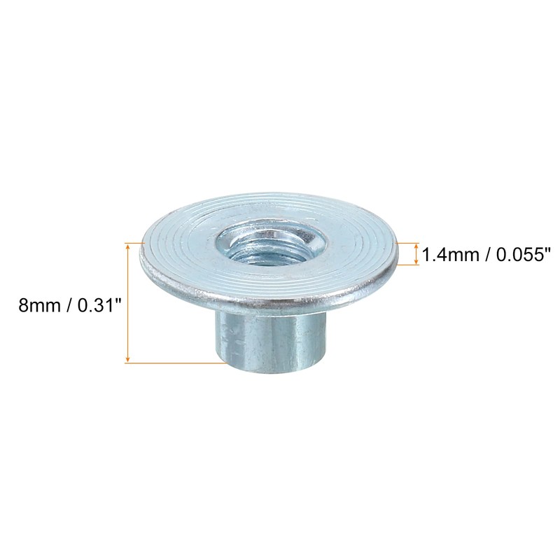 sourcing map M6 T-Nuts, 24pcs Carbon Steel Tee Nut Round