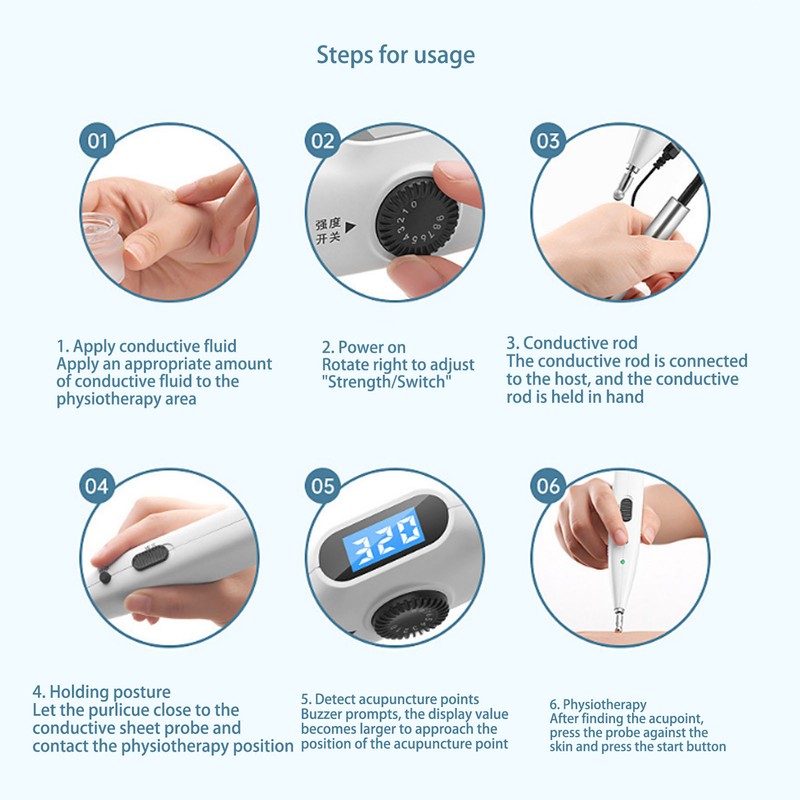Electronic Acupuncture Pen Home Portable Adjustable Rechargeable Meridians Energy Pulse
