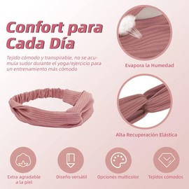 Bandas para el Cabello 8Pz con Lazo, Diadema Deportiva Ajustable Mujer 8 colores, suaves y ligeras, ajuste cómodo, no resbalan, para yoga, gimnasio, maquillaje y uso diario