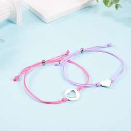 CheersLife 2 Pieces First Day of School Bracelet Gifts, Bracelets Set for Mum and Daughter, Adjustable Mum and Me Jewellery Back to School Bracelet Gifts for Girls Boys (Rose Red & Purple), Stainless