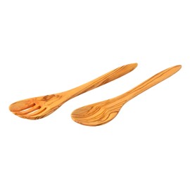 Demy Craft Olive Tree 30cm Handmade Salad Serving Set, Wooden Spoon and Fork