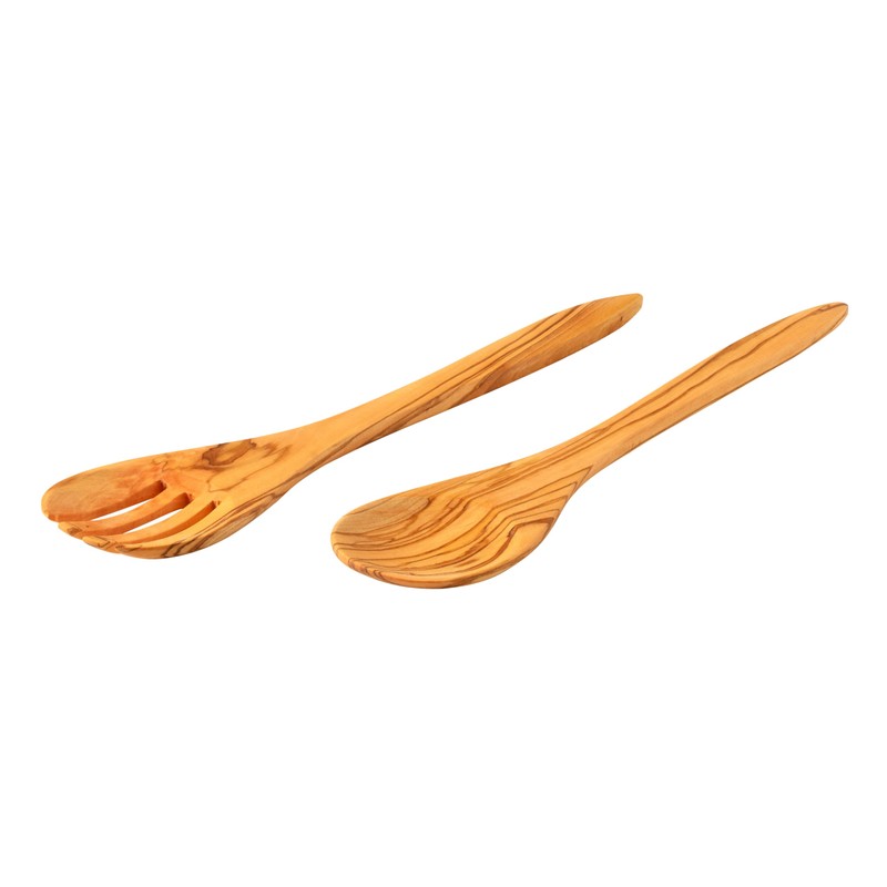Demy Craft Olive Tree 30cm Handmade Salad Serving Set, Wooden