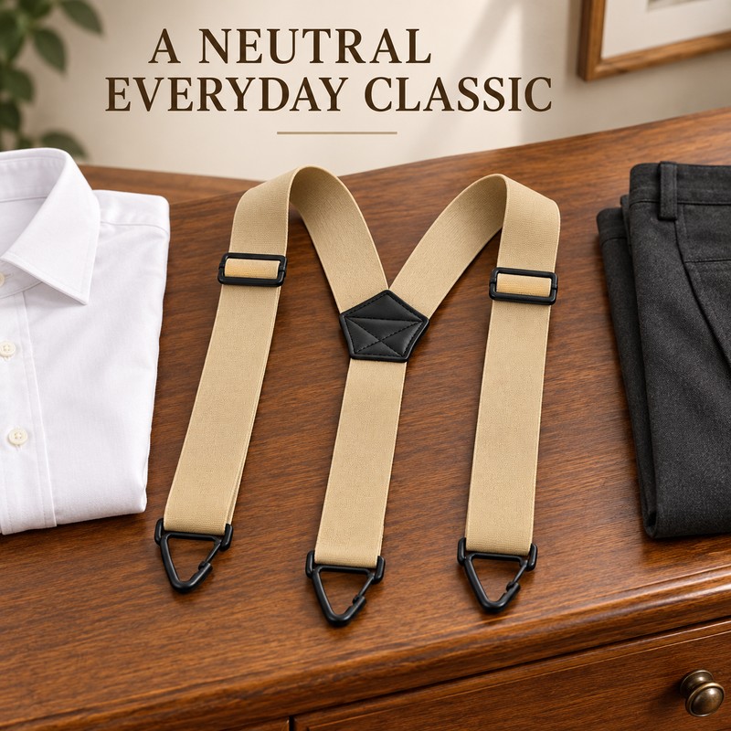 Men’s Work Suspenders for Trousers – 1.5-Inch Wide Adjustable Elastic