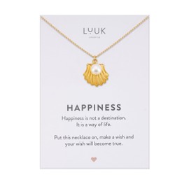 LUUK LIFESTYLE Necklace with Pendant, Waterproof Stainless Steel Chain, Elegant Design & Everyday Necklace for Women, Jewelry Gift Idea, Shell Pearl, Gold