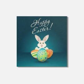 Unbranded Happy Easter Bunny Card Color Eggs 4'' X 4'' Square Wooden Coaster