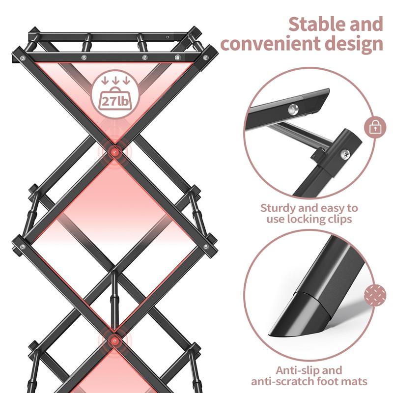 APEXCHASER Clothes Drying Rack, 3-Tier Laundry Drying Rack for Clothes,