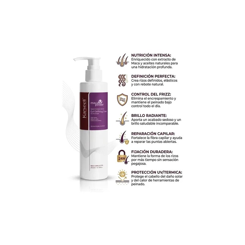 Kit 2 Crema Definidora De Rizos Karseell Maca Power 200ml