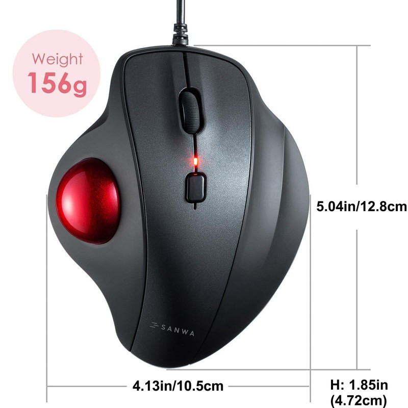 SANWA Wired Ergonomic Trackball Mouse, Optical Vertical Rollerball Mice, Silent