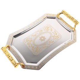 Hemoton Dessert Plate Metal Plates Jewelry Holder Trays for Coffee Table Dessert Serving Plate Wedding Decor Large Serving Trays Basket Tray Delicate Stainless Steel Storage Tray