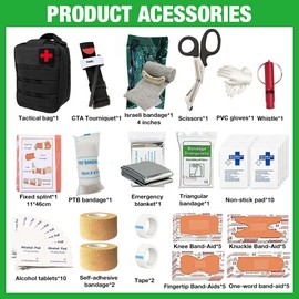 CLIUNT 54 PCS First Aid Kit, Emergency Trauma Kit, First Aid Bag, First Aid Molle Pouch for Home Outdoor Camping Hiking, Includes Bandages, Tourniquet and Essentials for Everyday Situations