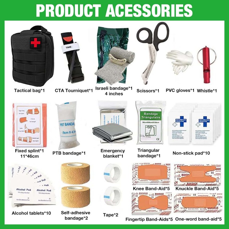 CLIUNT 54 PCS First Aid Kit, Emergency Trauma Kit, First