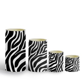 ONEIHOMM Zebra-Stripe Printed Long Lasting Led Battery Operated Pillar Flameless Candles Bulk with Timer Remote for Animal Lover,Animal Theme Party Home Decor