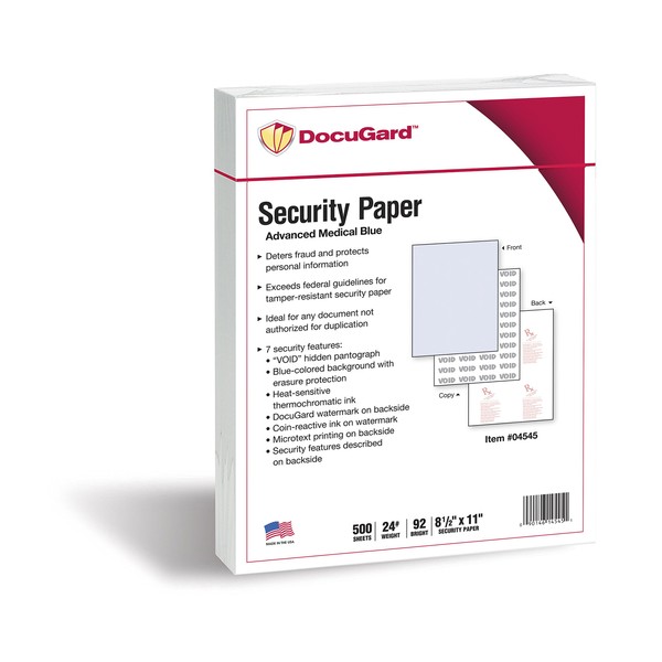 DocuGard Advanced Medical Security Paper for Printing Prescriptions and Preventing