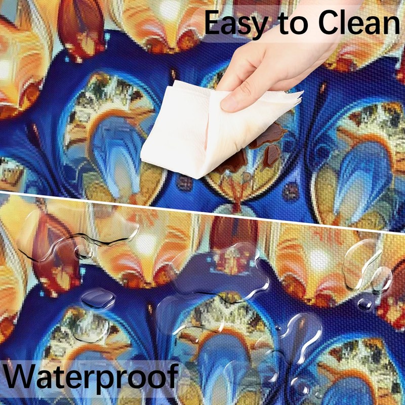 Peaom Colorful Retro Rustic Wooden Texture Outdoor Tablecloth with Umbrella